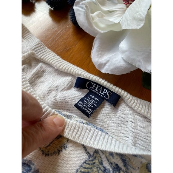 Ralph Lauren Chaps Womens 3/4 Sleeve Floral Linen Blend Sweater Sz S Cottagecore - Picture 3 of 8